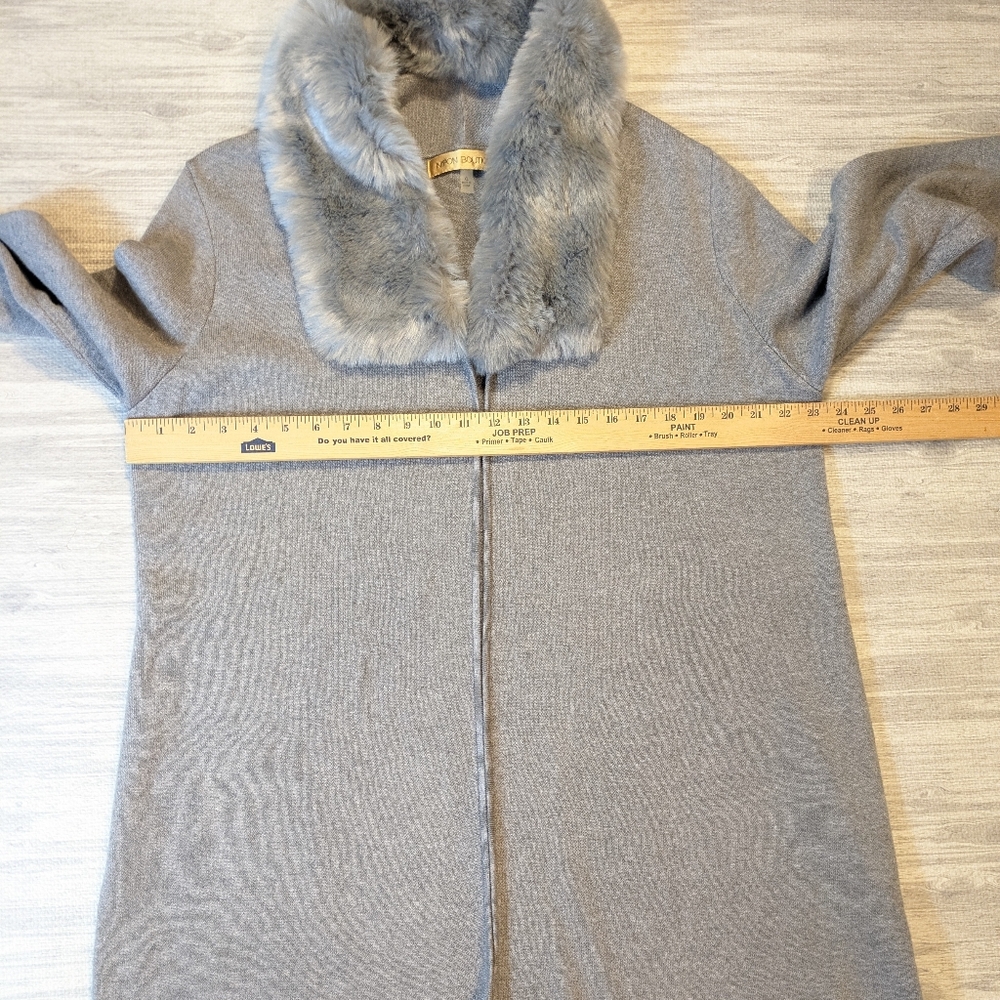 Nipon Boutique Chic Open Duster, Detachable Faux Fur Collar Cotton Blend Cozy XL - Picture 10 of 12